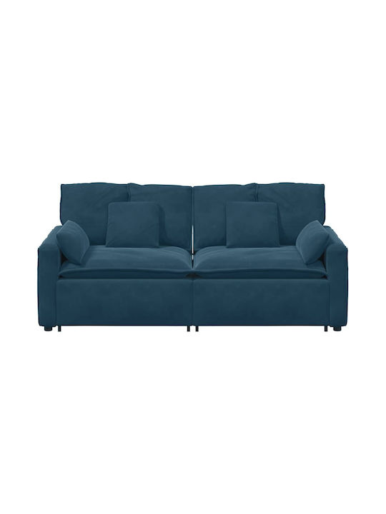Two-Seater Velvet Blue Couch 224x105x64cm