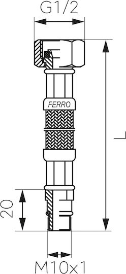 Ferro Spiralschläuche Verbindungshahn L-35 cm M10 x 1-2 Kurz