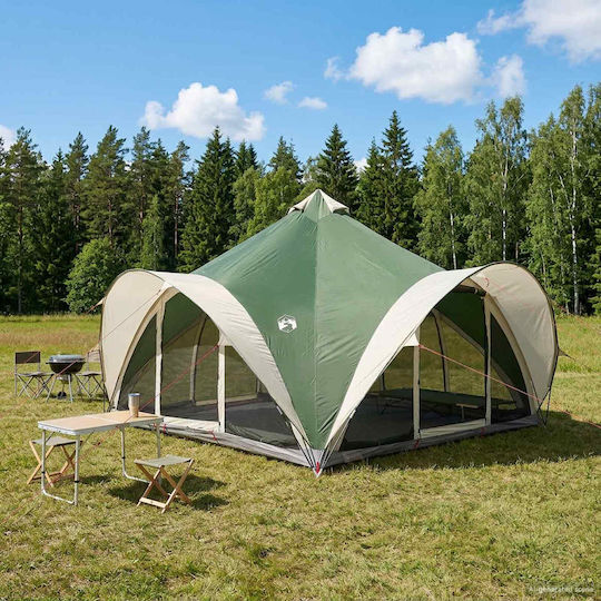 vidaXL Καλοκαιρινή Σκηνή Camping Teepee Πράσινη για 18 Άτομα 500x500x350εκ.