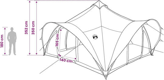 vidaXL Καλοκαιρινή Σκηνή Camping Teepee Πράσινη για 18 Άτομα 500x500x350εκ.