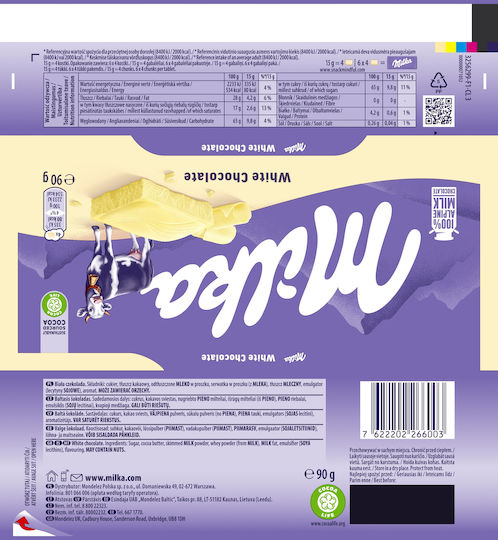 Milka Σοκολάτα Λευκή 90gr