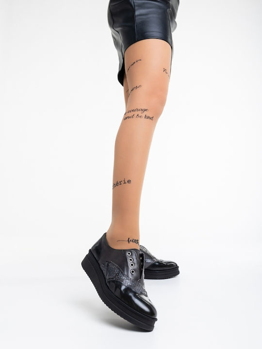Leather Women's Oxfords in Black Colour