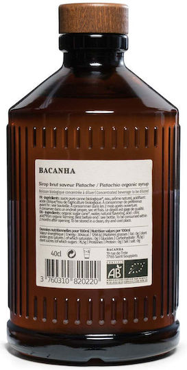 Bacanha Organic Pistachio Flavor Syrup 400 Ml Coffee Lemonade Cocktails