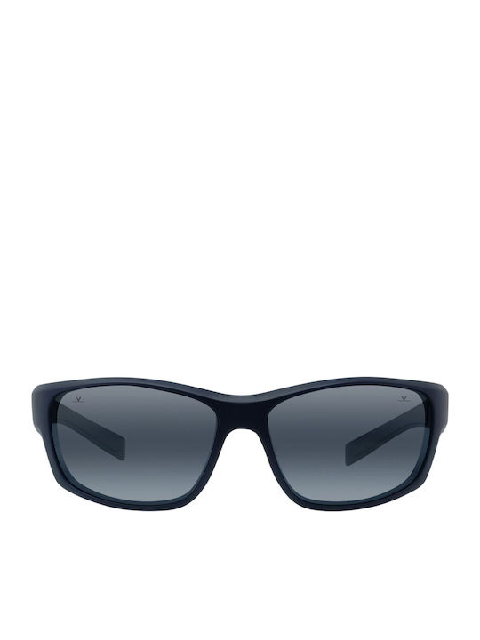 Racing Unisex Sunglasses with Navy Blue Horn-Rimmed Frame and Blue Lenses