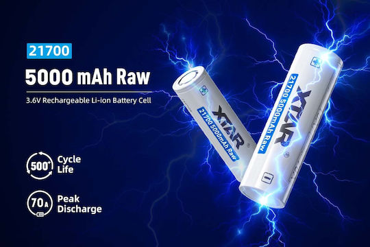 XTAR Rechargeable Battery 21700 Li-ion 5000mAh 3.6V