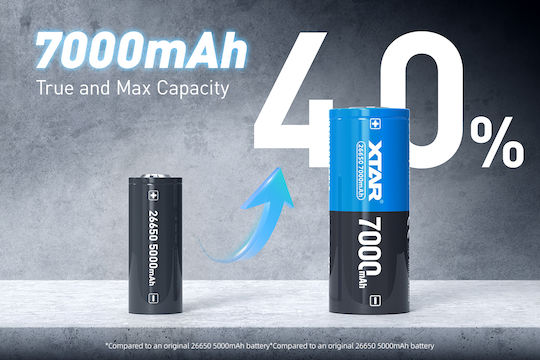 XTAR Επαναφορτιζόμενη Μπαταρία 26650 Li-ion 7000mAh 3.6V