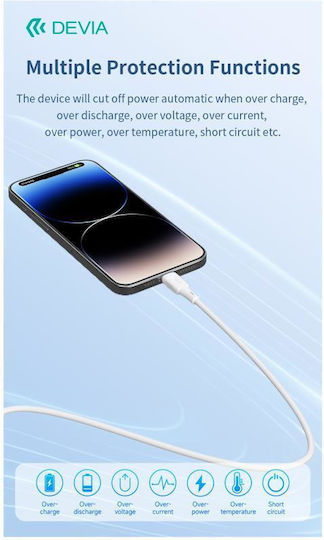 Devia Cablu USB-C la Lightning 27W Alb 1m 0043319