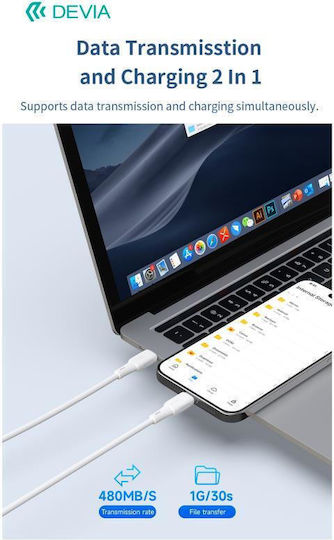 Devia Cablu USB-C la Lightning 27W Alb 1m 0043319