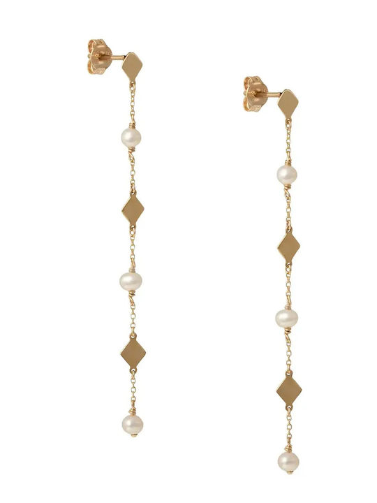 Dangle Earrings From 9K Gold With Pearls