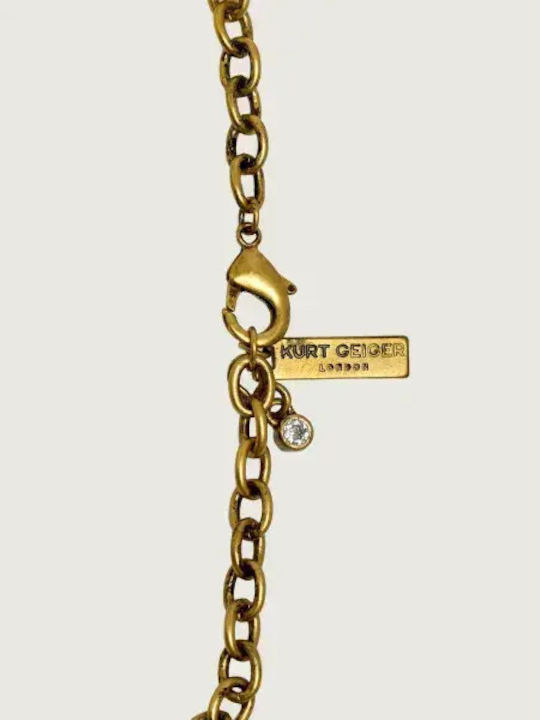 Kurt Geiger Дамска Гривна Верига от Мед Златна с Цирконий 20.32cm