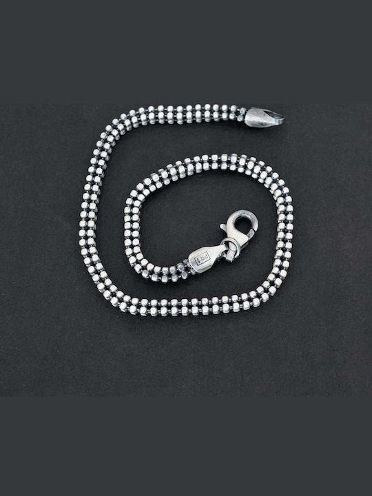 Men's Bracelet Chain Small Beads Handmade Silver 925 22cm
