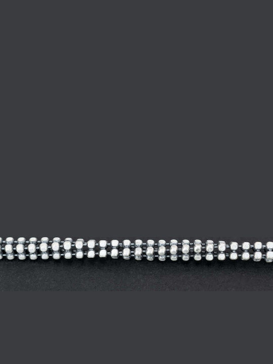 Men's Bracelet Chain Small Beads Handmade Silver 925 22cm