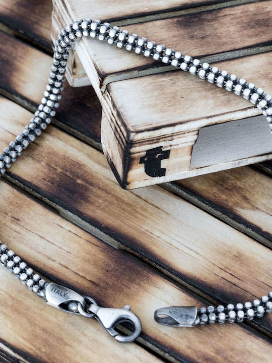 Men's Bracelet Chain Small Beads Handmade Silver 925 21cm
