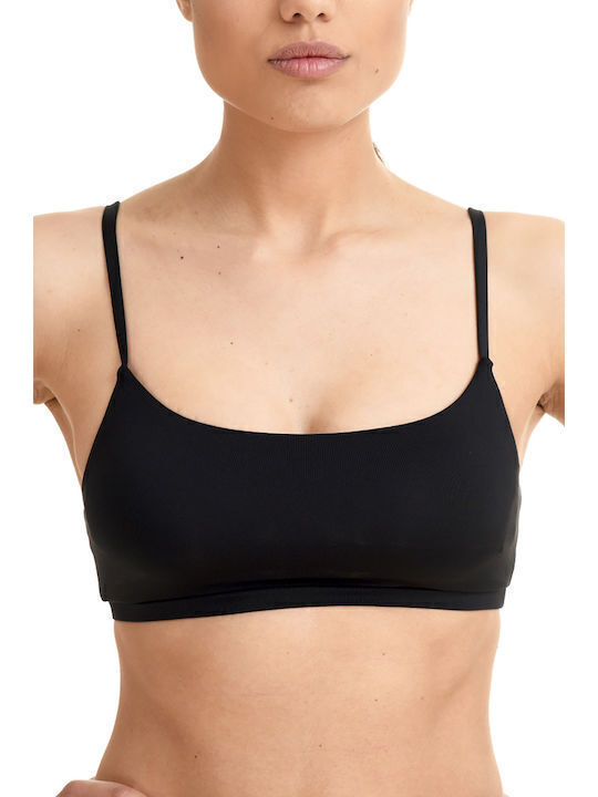 Sports Bra Bikini Top with Detachable & Adjustable Straps Black