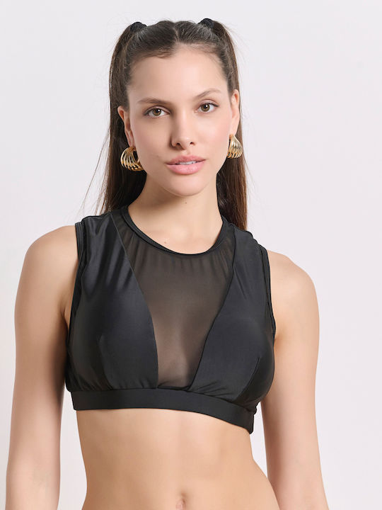 High Neck Bikini Top Μαύρο