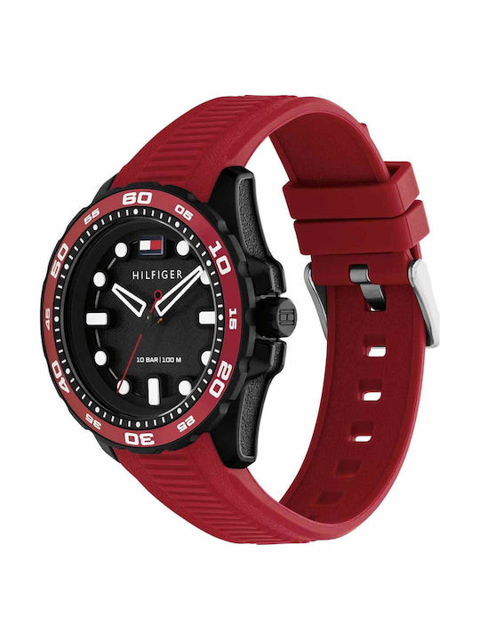 Tommy Hilfiger Regatta Men's Battery Watch with Red Rubber Strap