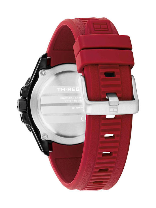 Tommy Hilfiger Regatta Men's Battery Watch with Red Rubber Strap