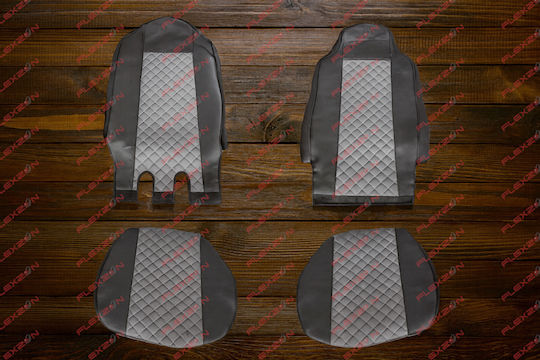Set Truck Covers 2 Pieces Iveco Stralis S-way 2021 Grey Eco Leather
