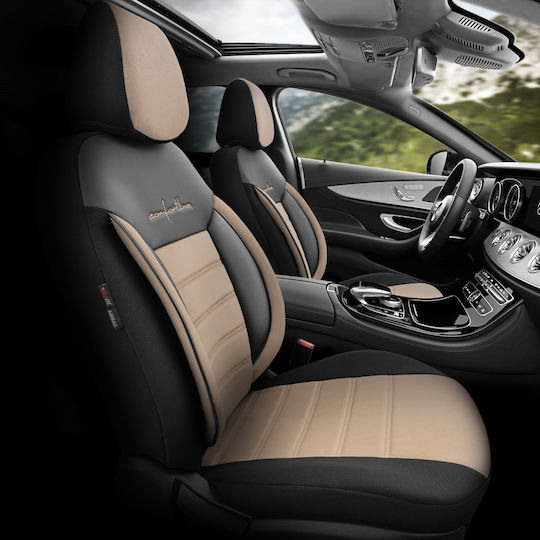Комплект Калъфи За Автомобилни Седалки Otom Comfortline Design Universal Плат Сует Изкуствена Кожа Предни Задни 11 Броя Черен Бежов