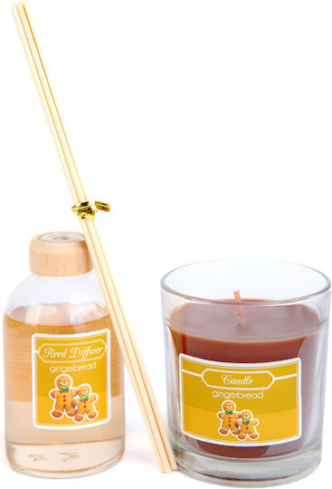Aromatischer Kerzen Reed Diffusor Set Ingwergebäck Duft 120 G + 100 Ml