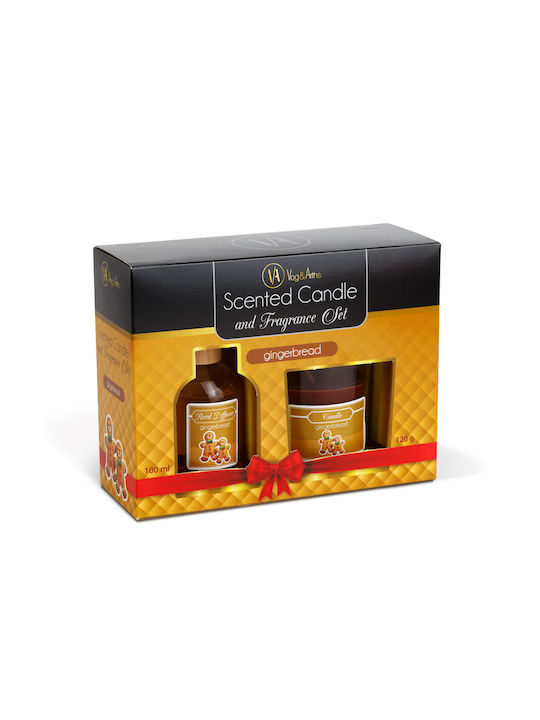 Scented Candle Reed Diffuser Set Gingerbread Scent 120 G + 100 Ml