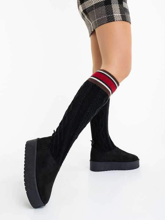 Damenstiefel mit Pelz Schwarze