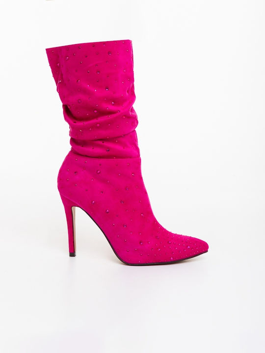 Cizme Dama cu Toc Înalt Fucsia