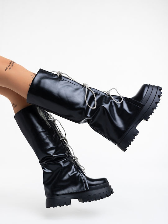 Damenstiefel mit Pelz Schwarze