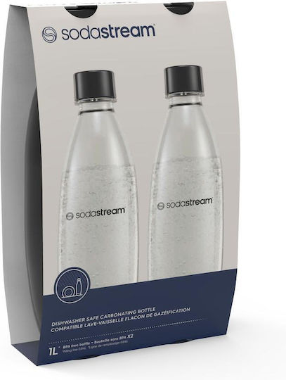 Set 2 Sodastream Fuse Carbonation Bottles Plastic 1l Black
