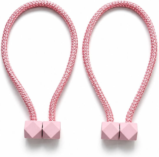 Rhombus Tie-Back Magnetic made of Fabric Pink 2pcs