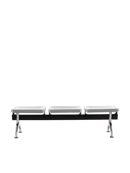 Dreisitziger Wartesessel in Grau Farbe 150x50x40cm