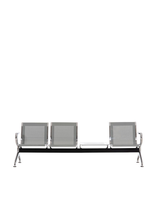 Dreisitziger Wartesessel mit Armlehnen in Grau Farbe 222x64x76cm