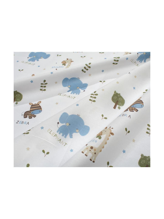 Dimcol Baby Duvet Cover Happy Safari 711 White Sky Blue 120x160cm