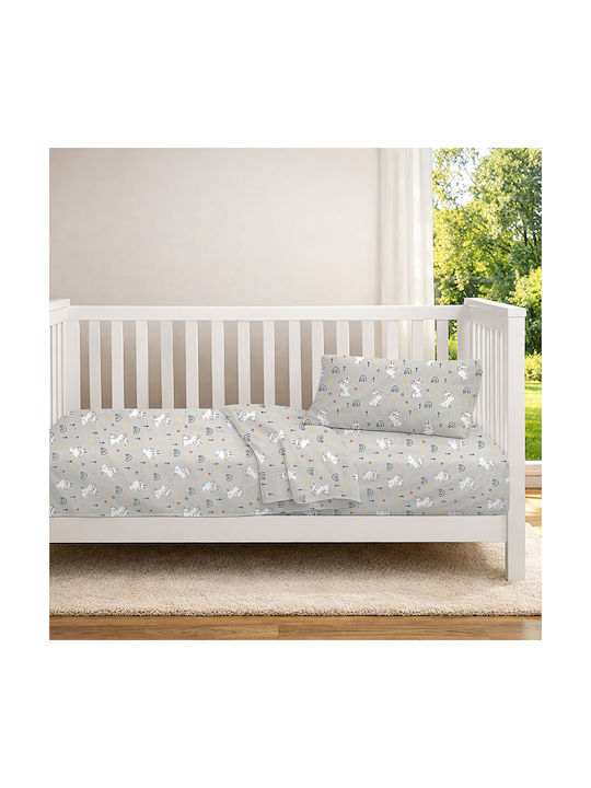 Dimcol Baby Duvet Cover Rabbit Garden 586 Grey 120x160cm