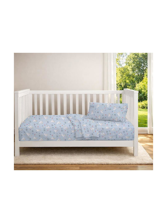 Dimcol Baby Duvet Cover Rabbit Garden 584 Sky Blue 120x160cm