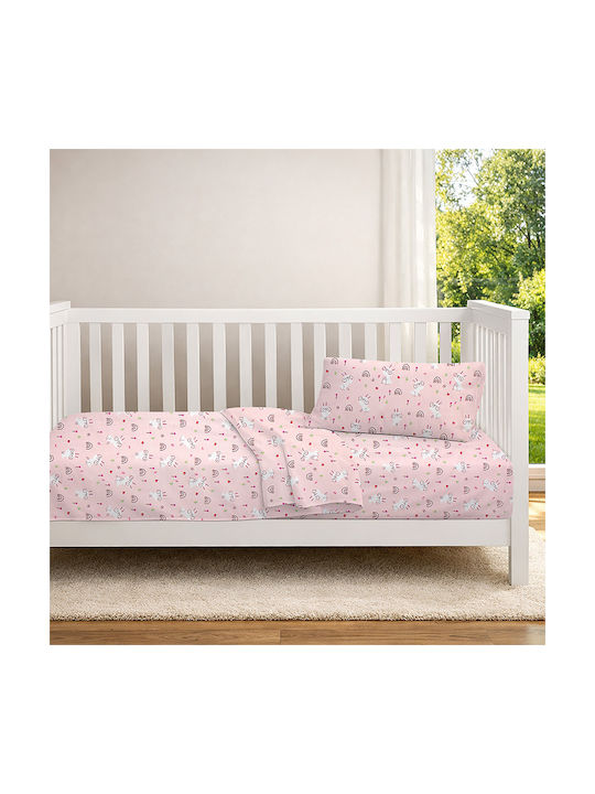 Dimcol Baby Duvet Cover Rabbit Garden 585 Pink 120x160cm