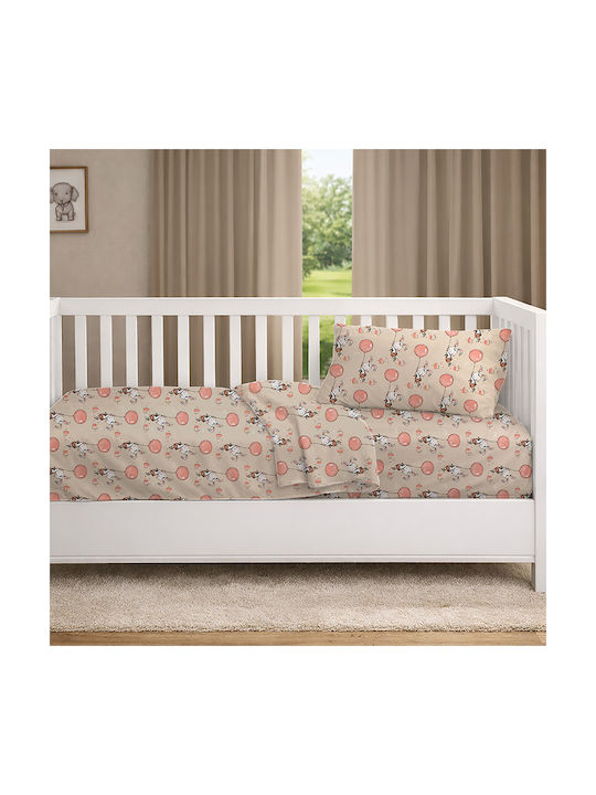 Dimcol Baby Duvet Cover Floating Bunny 714 Beige Salmon 120x160cm