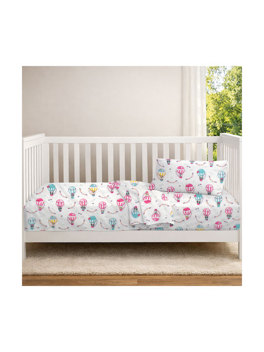 Dimcol Baby Duvet Cover The Floating Zoo 597 White Pink 120x160cm
