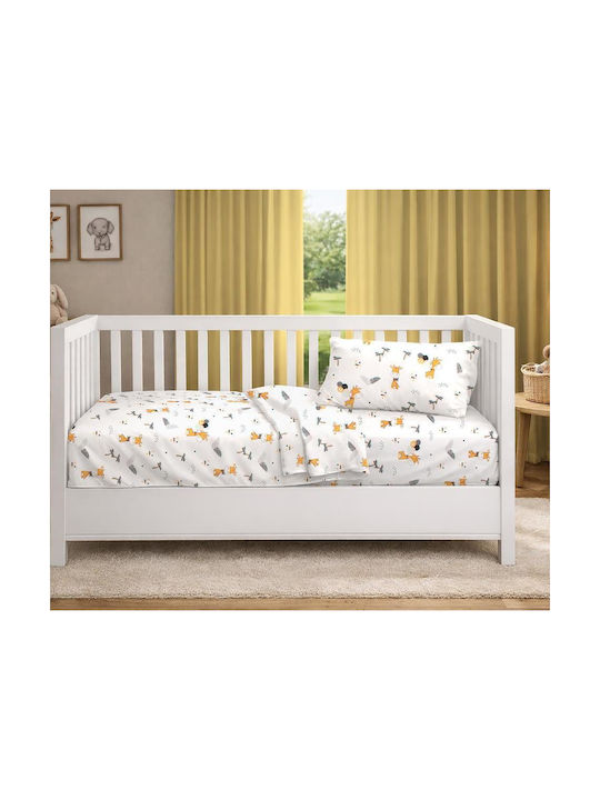 Dimcol Βρεφική Παπλωματοθήκη Giraffe 599 White-orange 120x160εκ.