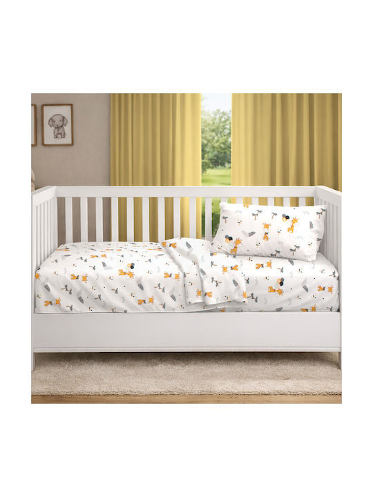 Dimcol Βρεφική Παπλωματοθήκη Giraffe 599 White-orange 120x160εκ.