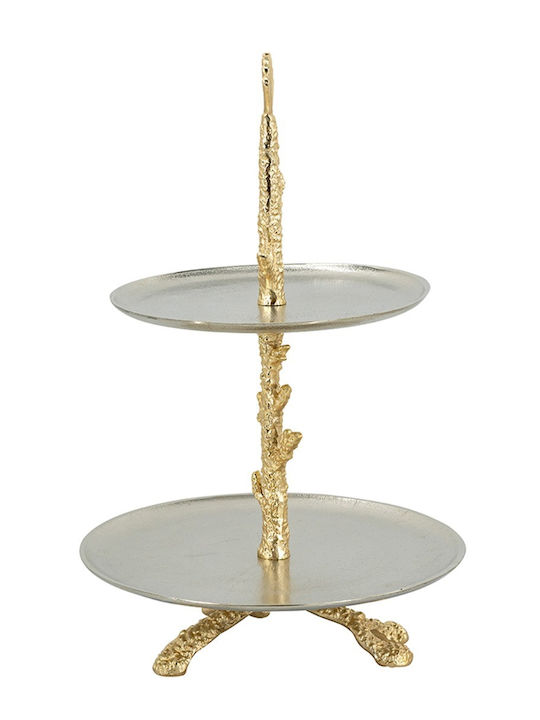 Artekko Metallic Tiered Appetizer Stand 2 Tiers Gold P29xL29xH45.7cm
