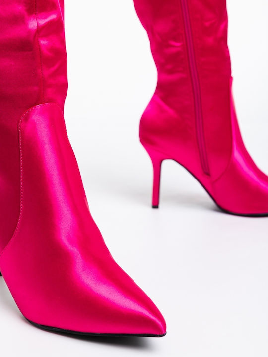 Cizme Dama cu Toc Înalt Fucsia