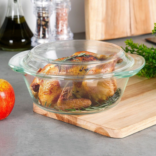Orion Glass Oval Heat-Resistant Cookware with Lid 1400ml