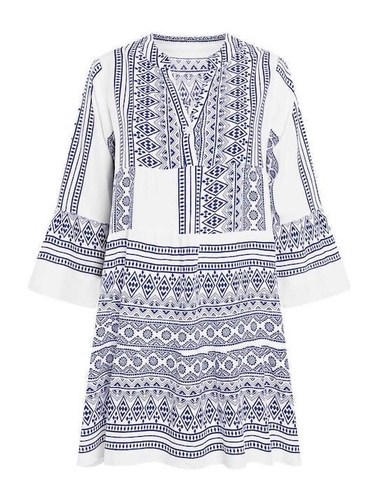 Celestino Women's Printed Kaftan Dress Loose Fit Dark Blue