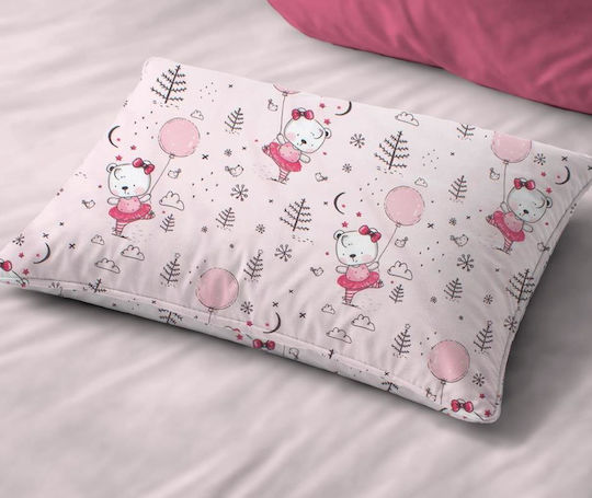Dimcol Ballerina Bear 598 Fata De Pernă Pentru Copii Din 100% Bumbac 50x70cm Roz
