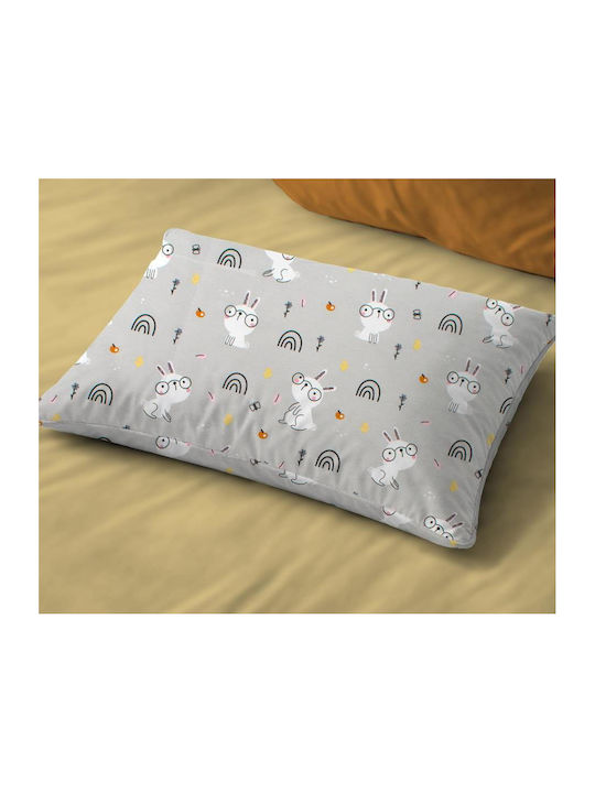 Dimcol Rabbit Garden 586 Kids Pillowcase Made of 100% Cotton 50x70cm Grey