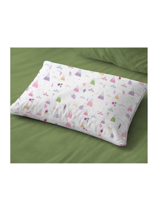Dimcol Whimsical Mountainside 587 Kids Pillowcase Made of 100% Cotton 50x70cm White-Pastel Lilac