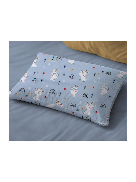 Dimcol Rabbit Garden 584 Παιδική Μαξιλαροθήκη από 100% Βαμβάκι 50x70εκ. Sky Blue