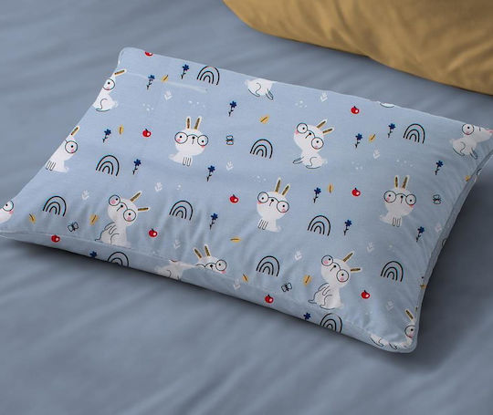 Dimcol Rabbit Garden 584 Fată De Pernă Pentru Copii Din 100% Bumbac 50x70cm Albastru Cer