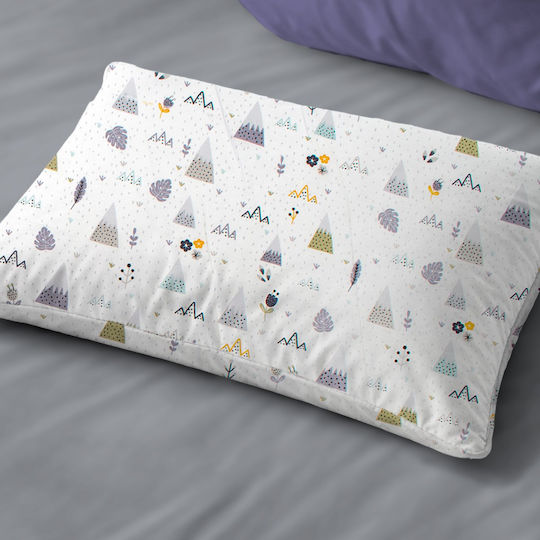 Dimcol Whimsical Mountainside 588 Детски Калъф За Възглавница От 100% Памук 50x70см Бяло-Сив